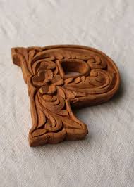 Wood Letter P Hand Carved Flower Decorated Wooden Wall Decor Etsy Wood Letters Wooden Wall Decor Wooden Alphabet Letters