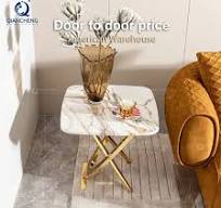 Factory Direct Sales High End Stainless Steel Gold Metal Marble Side Table