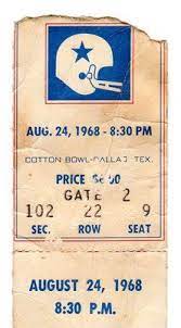 1960s Dallas Cowboys Ticket Stub Various One Ticket Dallas Cowboys Tickets Dallas Cowboys Dallas Cowboys Fans