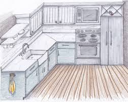 Vector interior design hand drawn illustration kitchen room. Easy Simple Kitchen Design Drawings