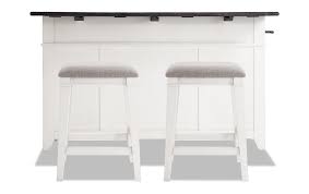 Montana 3 Piece Kitchen Island Set In 2020 Bob S Discount Furniture Upholstered Stool Discount Furniture