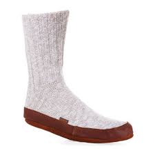 Acorn Slipper Sock Size L M Light Grey Ragg Wool