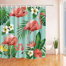 Sears has a great selection of shower curtain hooks. Palm Leaves Decor Flamingo Bird In Tropical Monstera And Flowers Shower Curtains Polyester Fabric Waterproof Bathroom Bath Curtain Shower Curtain Hooks Included 180x180cm Turquoise Buy Online In Qatar At Qatar Desertcart Com Productid