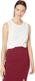 The Drop Women's Nicole Crew-Neck Muscle Tank Top, White, XXL, Plus Size