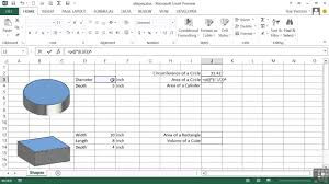 Advanced Microsoft Excel 2013 Tutorial Area And Volume Calculations Youtube