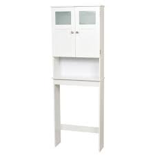 Reassemble the cupboard with new hardware and reinsert the glass. White Space Saving Over Toilet Bathroom Storage Cabinet With Glass Panel Doors Fastfurnishings Com