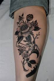 Black And White Floral Thigh Tattoo Black And White Floral Tattoo Design For Leg Gladiolus Tattoo Calf Tattoo Body Art