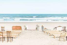 Stunning Seaside Ceremony Lyndee And Matt S Wedding In Sandbridge Virginia Paisley Jade Vintage Specialty Rentals In Virginia Washington Dc And No Virginia Beach Wedding Vintage Beach Weddings Wedding Rentals