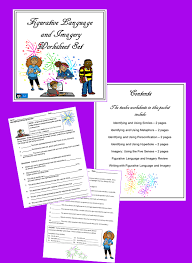 Figurative Language And Imagery Worksheet Set Twelve Worksheets On Similes Metaphors Pers Figurative Language Middle School Writing Education Middle School