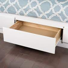 This stylish maple full storage bed has six spacious drawers (three per side for each occupant) which are ideal for storing bed linens and clothes. Prepac Monterey Queen Platform Storage Bed With Drawers In White Wbq 6200 3k