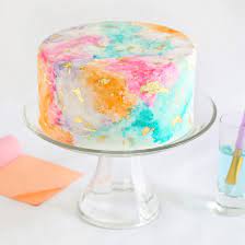 Load your brush with water and deposit a large drop into each pan, leaving it to sit while you set up the rest of your work station. How To Make A Gilded Watercolor Cake That Will Majorly Impress Your Guests Brit Co