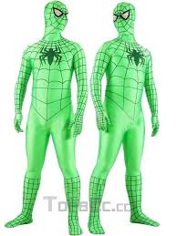 Black And Green Spiderman Light Green Lycra Spandex Black Stripes Zentai Suit Inspired By Spiderman Zentai Suit Spiderman Costume Black Stripes