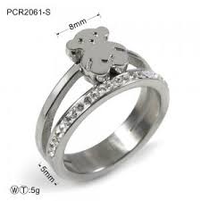 silver snless steel bear cute ring