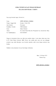 Contoh surat pernyataan bersedia tidak menikah selama magang di jasa. Surat Pernyataan Tidak Menikah
