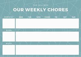 Teal Weekly Chore Chart Templates By Canva
