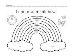 Including some with rainbow quotes and some with rainbow creatures (ex: Rainbow Color Worksheet Kindergarten Worksheets Rainbow Writing Rainbow Activities