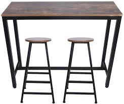 Shop wayfair for the best french bistro table and chairs. Bar Set 3 Pcs Wooden Bar Table Set Bistro Furniture Set For Indoor And Outdoor 2 Pcs High Round Seat Stools Home Kitchen Home Bar Furniture