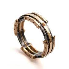 Gold Wedding Band Men S 18k Gold And Oxidized Silver Etsy Mens Gold Wedding Band Game Of Thrones Jewelry Silver Wedding Bands