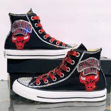 Crystalized Chicago Bulls Converse W Hidden Wedge Stunning Etsy Australia