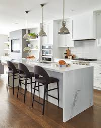 Simple And Clean Waterfall Island Fohr Design Kitchen Design White Kitchen Island Waterfall Countertop