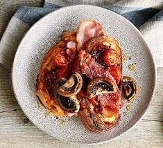 Mushroom Bacon Tomato French Toast Recipe Bbc Good Food Recipes Bacon Tomato Stuffed Mushrooms