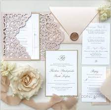 Instant quality results at searchandshopping.org! Chic Simple Blush Laser Cut Wraps With Monogram Wedding Invitations Ewdj001
