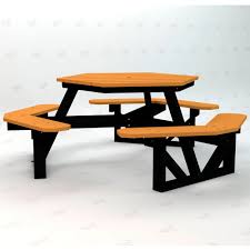 Folding resin picnic table storm dust rough cut. Global Industrial 6 Ft Recycled Plastic Hexagon Picnic Table With Black Frame Cedar B264042 Globalindustrial Com