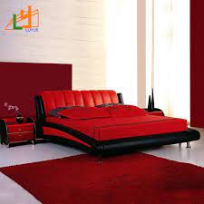 Super King Size Custom Color Living Room Furniture Red Black Modern Leather Bed Buy Modern Leather Bed Soft Leather Bed Living Room Furniture Product On Alibaba Com