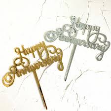 2 pack happy birthday cake topper birthday party event glitter decoration pink. Happy Anniversary Acrylic Cake Topper Gold Silver Cupcake Topper For Anniversary Wedding Valentine S Day Party Cake Decorations Buy At The Price Of 1 26 In Aliexpress Com Imall Com