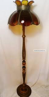 Victorian Turned Wood Antique Floor Lamp W Amber Glass Tiffany Shade Vtg Light Antique Floor Lamps Pendant Lamp Shade Antique Lamp Shades