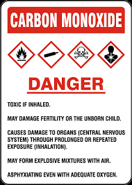Carbon Monoxide Danger Toxic If Inhaled Sign - Ships Fast