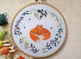 4.64 x 5.86 inches or 11.79 x 14.88 cm dmc thread: Fox Embroidery Pattern Embroidery Valentine Designs Etsy Embroidery Patterns Fox Embroidery Hand Embroidery
