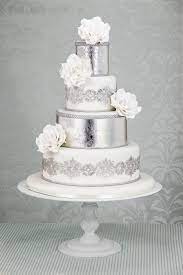 A Gallery Of Fondant And Gum Paste Wedding Cakes From Cake Decorators Around The World Inspired By Metallic Wedding Cakes Silver Wedding Cake Gold Wedding Cake