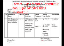 Tugas mandiri terstruktur dan tugas mandiri tidak terstruktur di sini kami telah membagikan format dan bentuk yang sudah jadi dalam format office words, barangkali yang membutuhkan silahkan dipilih pada menu berikut ini: Contoh Format Tugas Terstruktur Dan Tidak Terstruktur Sd Masnurul