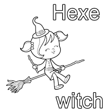Ausmalbild Englisch Lernen Hexe Witch Kostenlos Ausdrucken