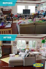 In The Latest Ikea Home Tour Makeover The Squad Transforms This Living Room Space Into One Wit Living Room Playroom Kid Friendly Living Room Kids Living Rooms