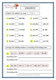 grade 4 maths resources 1 2 comparing and ordering 5 and 6 digit numbers printable worksheets lets share knowledge