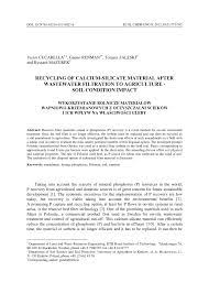 Pdf Recycling Of Calcium Silicate Material After Wastewater Filtration To Agriculture Soil Condition Impact