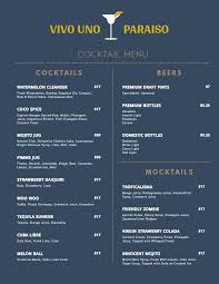 Black And Blue Drink Menu Printable Modern Elegant Cocktail Menu Template Blue Cocktail Menu Menu Template Menu Design Template