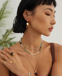 JADE Collier et bracelet d'amitié en jade vert bohème et perles