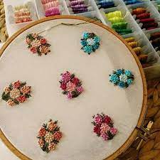 For more information on the french knot or a beautiful floral embroidery pattern using french knot. French Knots Patterns Frenchknots Flower Embroidery Designs Handwork Embroidery Design Floral Embroidery Patterns