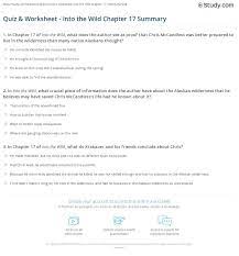 Quiz & Worksheet - Into the Wild Chapter 17 Summary | Study.com