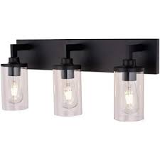 See more ideas about bathroom vanity lighting, bathroom lighting, vanity lighting. Vinluz 3 Head Industrial Modern Bath Vanity Light Fixture Matte Black Wall Decor Bathroom Lighting Over Mirror With Clear Glass Shade