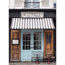 Paris Cafe Photograph Malabar Cafe Large Wall Art French Kitchen Decor Striped Awning Blue Door Travel Phot French Kitchen Decor Paris Cafe Parisian Cafe
