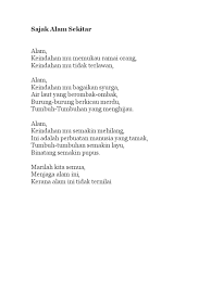 Aku terduduk diam menikmati harmonisasi alam sekitar. Sajak Alam Sekitar