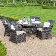 Complement your outdoor space with zebrano's rattan garden furniture, uk's leading online furniture supplier. Zebrano Lyon 4 Seat Outdoor Rattan Dining Set 1 2m Round Table Brown Outdoor Garden Furniture Outdoor Seating Outdoor