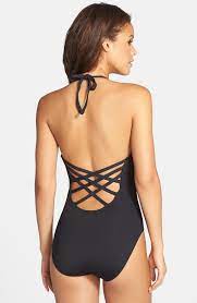 La Blanca Caged Strap One Piece Halter Swimsuit Nordstrom Swimsuits One Piece Swimwear