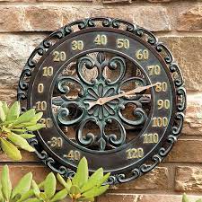 Indoor/outdoor wall thermometer makes a great gift for the horticulturist in your family. Improvements 14 Copper Verdigris Outdoor Thermometer Outdoor Thermometer Porch Wall Decor Outdoor Decor Backyard