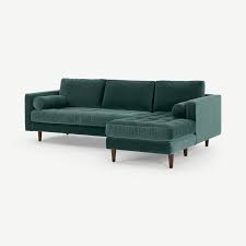 Well here you have that chance! Numaonline Scott 4 Seater Right Hand Facing Chaise End Corner Sofa Petrol Cotton Velvet