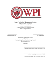 Fillable Online Wpi Lean Production Management System Wpi